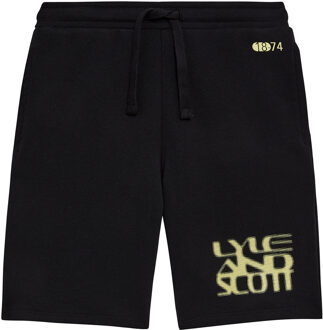 Lyle & Scott zomer sweat short jongens - Jet zwart - Formation Blur Graphic - Maat 164/170