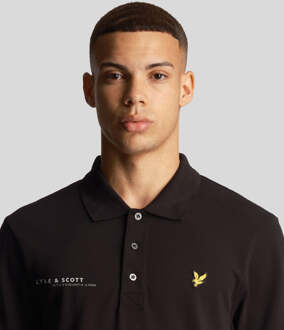 Lyle & Scott zwart gecoordineerd logo-poloshirt met korte mouwen - maat XS