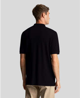 Lyle & Scott zwart poloshirt met getextureerde tip - maat M Grijs