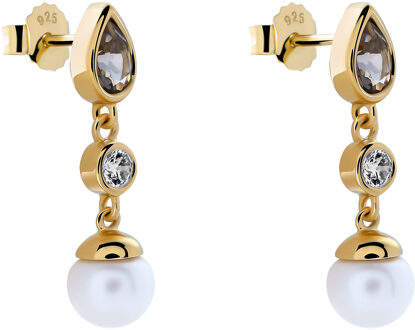 'Lylou' Dames 925 Sterling Zilveren Oorbellen - Goud ZO-7498/G - One Size