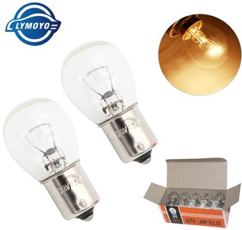 LYMOYO 1156 P21W BA15S 10pcs auto warm wit halogeen lamp 12v 21W reverse lights brake bollen Stop licht Achter Richtingaanwijzer DRL 12v