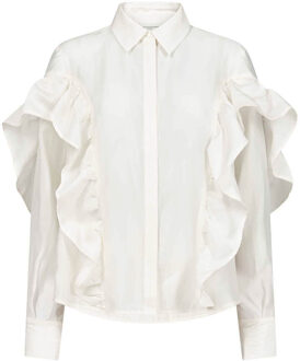 Lyocell blouse met ruffels Molly  naturel - XS,S,M,L,XL,