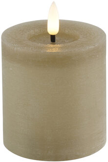 Lyon LED kaars/stompkaars - beige - D7,5 x H8 cm - timer - LED kaarsen