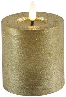 Lyon LED kaars/stompkaars - goud - D7,5 x H8 cm - timer - LED kaarsen Goudkleurig