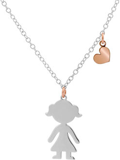'Lyra' Dames 925 Sterling Zilveren Set: Ketting + Armband + Oorbellen - Zilver/Roze SET-7390 Zilver en roségoud