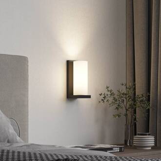 Lyra wandlamp, zwart/wit, glazen kap wit, zwart