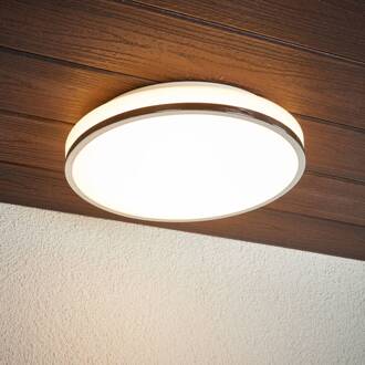 Lyss - LED badkamer plafondlamp met chromen rand wit, chroom