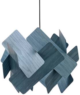 LZF hanglamp Escape, blauw/nikkelkleurig, Ø 30 cm, hout blauw, nikkel