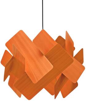 LZF hanglamp Escape, oranje/nikkelkleurig, Ø 30 cm, hout oranje, nikkel