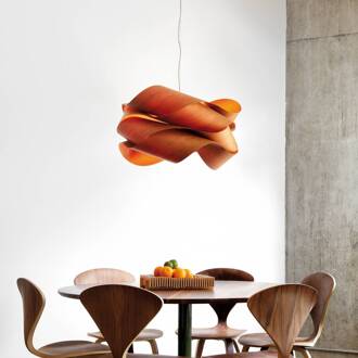 LZF hanglamp Link, kersenhout/nikkelkleurig, Ø 69 cm, hout kersenhout, nikkel