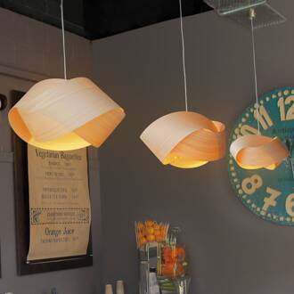 LZF hanglamp Nut, beukenhout/nikkelkleurig, lengte 42 cm, hout beuken, nikkel