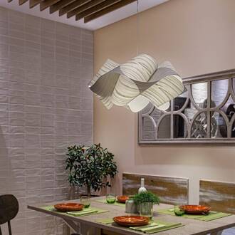 LZF hanglamp Swirl, grijs/nikkelkleurig, Ø 54 cm, hout grijs, nikkel