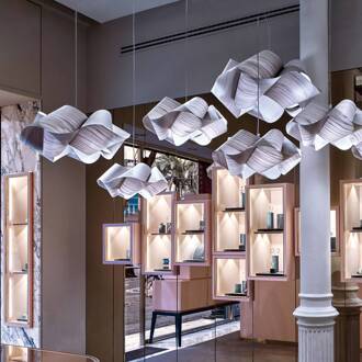 LZF hanglamp Swirl, grijs/nikkelkleurig, Ø 75 cm, hout grijs, nikkel