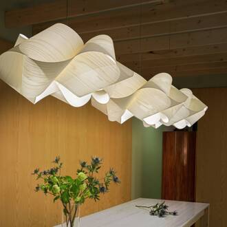 LZF hanglamp Swirl, ivoorkleurig/nikkelkleurig, Ø 54 cm, hout ivoor, nikkel