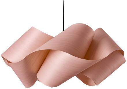 LZF hanglamp Swirl, lichtroze/nikkelkleurig, Ø 54 cm, hout lichtroze, nikkel