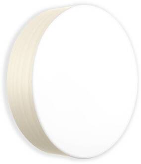 LZF LED wandlamp Gea, ivoorkleurig, Ø 42 cm, hout ivoor, nikkel, wit