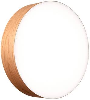 LZF LED wandlamp Gea, kersenhoutkleurig, Ø 42 cm, hout ivoor, nikkel, wit