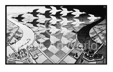 M. C. Escher - Tag Und Nacht Kunstdruk 86x55cm