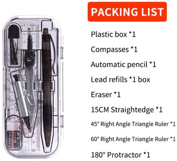 M & G 7-8 Stks/set Math Set Gradenboog Tekening Driehoek Gum Potlood Kompassen Doos Math Liniaal Voor Studenten schoolbenodigdheden 90807 8stk reeks