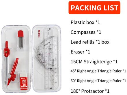 M & G 7-8 Stks/set Math Set Gradenboog Tekening Driehoek Gum Potlood Kompassen Doos Math Liniaal Voor Studenten schoolbenodigdheden 90823 7stk reeks