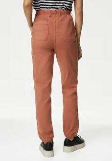 M&S Collection Dames Katoenmix Slim Fit Ankle Grazer Joggers Baksteenrood - 24 Long (UK Womens)
