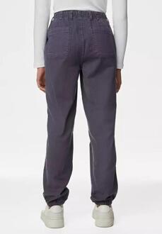 M&S Collection Dames Katoenmix Slim Fit Ankle Grazer Joggers Licht Indigo Blauw - EU 34/ UK 6 Normal