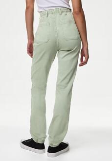 M&S Collection Dames Katoenmix Slim Fit Enkel Grazer Joggers Olijf - EU 36 lang / UK 8 lang