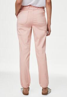 M&S Collection Dames Katoenmix Slim Fit Enkel Grazer Joggers Roze - EU 40 Normaal / UK 12 Normaal