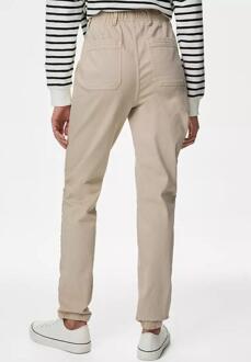 M&S Collection Dames Katoenmix Slim Fit Enkel Grazer Joggers Zand - EU 46 Normaal / UK 18 Normaal