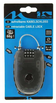 M-Wave Kabelslot Oprolbare Staalkabel Ø 2.4 x 90cm