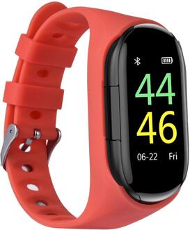 M1 Draadloze Sport Smart Horloge Ingebouwde Bluetooth 5.0 Oortelefoon Hartslag Bloeddrukmeter Smart Polsband Voor IOS Android rood