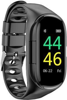M1 Draadloze Sport Smart Horloge Ingebouwde Bluetooth 5.0 Oortelefoon Hartslag Bloeddrukmeter Smart Polsband Voor IOS Android zwart