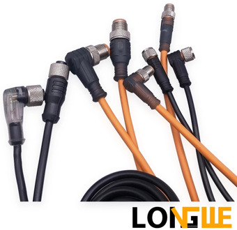 M12 3 4 5 8 pins PVC PUR LED Waterproof sensor cable connector Type A socket plug 2m LONGWE