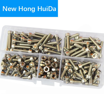 M2 M3 M4 M5 M6 Hex Socket Head Cap Screw Metric Thread Hexagon Allen Head Bolt Nut Set Assortment Kit 304 Stainless Steel
