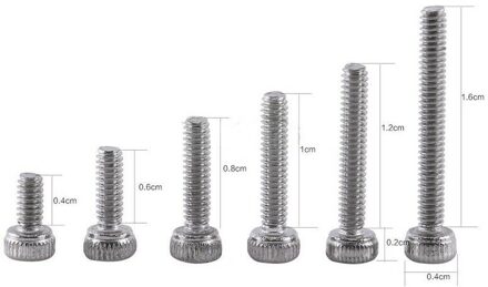 M2 Rvs Cap/Knop/Platte Kop Schroeven Sets Phillips Hex Socket Bolt Met Hex Noten Assortiment Kit 250 Stks/set reeks A Cap hoofd