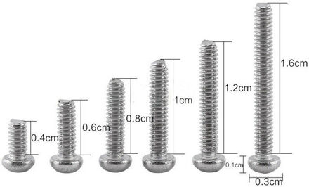 M2 Rvs Cap/Knop/Platte Kop Schroeven Sets Phillips Hex Socket Bolt Met Hex Noten Assortiment Kit 250 Stks/set reeks B Button hoofd