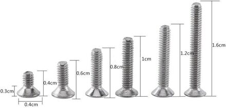 M2 Rvs Cap/Knop/Platte Kop Schroeven Sets Phillips Hex Socket Bolt Met Hex Noten Assortiment Kit 250 Stks/set reeks C Flat hoofd