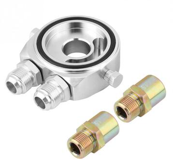 M20 x 1.5 Aluminium Oil Filter Cooler Sandwich Plate Adapter 18 NPT Oliekoeler Kit Aankomst Universele Zilver