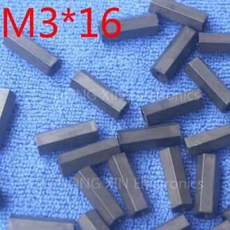 M3 * 16 zwart 100 stks Nylon 16mm Hex Vrouwelijke-Vrouwelijke Standoff Spacer Schroefdraad Zeshoekige Spacer Plastic Standoff spacer hoogwaardige