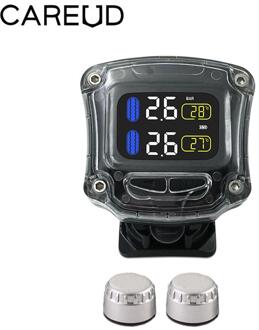 M3-B Draadloze Motorfiets Tpms Bandenspanningscontrolesysteem Tpms Motorfiets Bandenspanning Universele 2 Externe Interne Sensor zilver