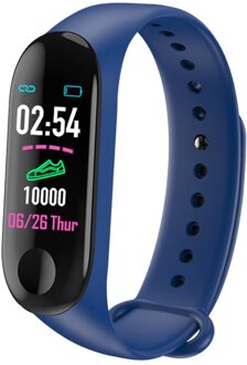 M3 Smart Armband Hartslag Bloeddruk Gezondheid Waterdicht Smart Horloge Bluetooth Horloge Polsband Fitness Tracker Stappenteller blauw