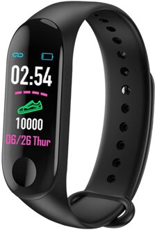 M3 Smart Armband Hartslag Bloeddruk Gezondheid Waterdicht Smart Horloge Bluetooth Horloge Polsband Fitness Tracker Stappenteller zwart