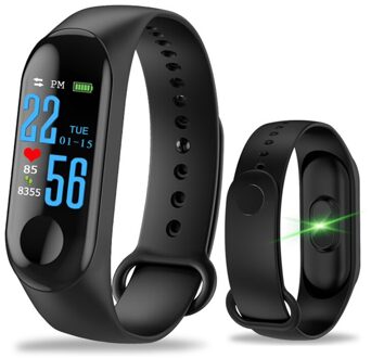 M3 Smart Horloge Voor Vrouwen Mannen Bloeddrukmeter Smart Polsbandjes Draagbare Smart Band Armband Fitness Tracker Voor Android zwart