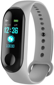 M3 Smart Polsband Horloge 0.96 Inch Scherm Bloeddruk Hartslagmeter Fitness Sport Armband Polsband Fitness Tracker licht grijs