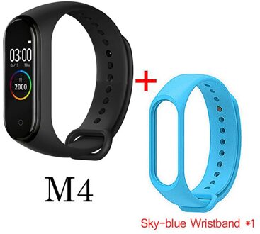 M4 Bloeddruk Zuurstof Aangesloten Horloge IP67 Waterdichte Fitness Armband Activiteit Tracker Sport Smart Horloges Voor Ios Android zwart met strap 1