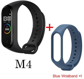 M4 Bloeddruk Zuurstof Aangesloten Horloge IP67 Waterdichte Fitness Armband Activiteit Tracker Sport Smart Horloges Voor Ios Android zwart met strap 2