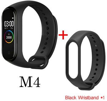 M4 Bloeddruk Zuurstof Aangesloten Horloge IP67 Waterdichte Fitness Armband Activiteit Tracker Sport Smart Horloges Voor Ios Android zwart met strap 3
