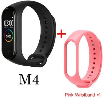 M4 Bloeddruk Zuurstof Aangesloten Horloge IP67 Waterdichte Fitness Armband Activiteit Tracker Sport Smart Horloges Voor Ios Android zwart met strap 4