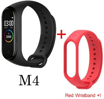 M4 Bloeddruk Zuurstof Aangesloten Horloge IP67 Waterdichte Fitness Armband Activiteit Tracker Sport Smart Horloges Voor Ios Android zwart met strap 5