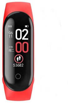 M4 Kleur Smart Band Smart Armband Horloge Bloeddruk Hartslag Fitness Tracker Smartband Gezondheid Polsbandjes Sport Stappenteller rood